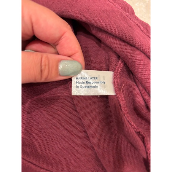 Marine Layer Mens Long Sleeve Pocket Tee Burgundy Maroon Cotton Shirt Size M $78 - Picture 4 of 9